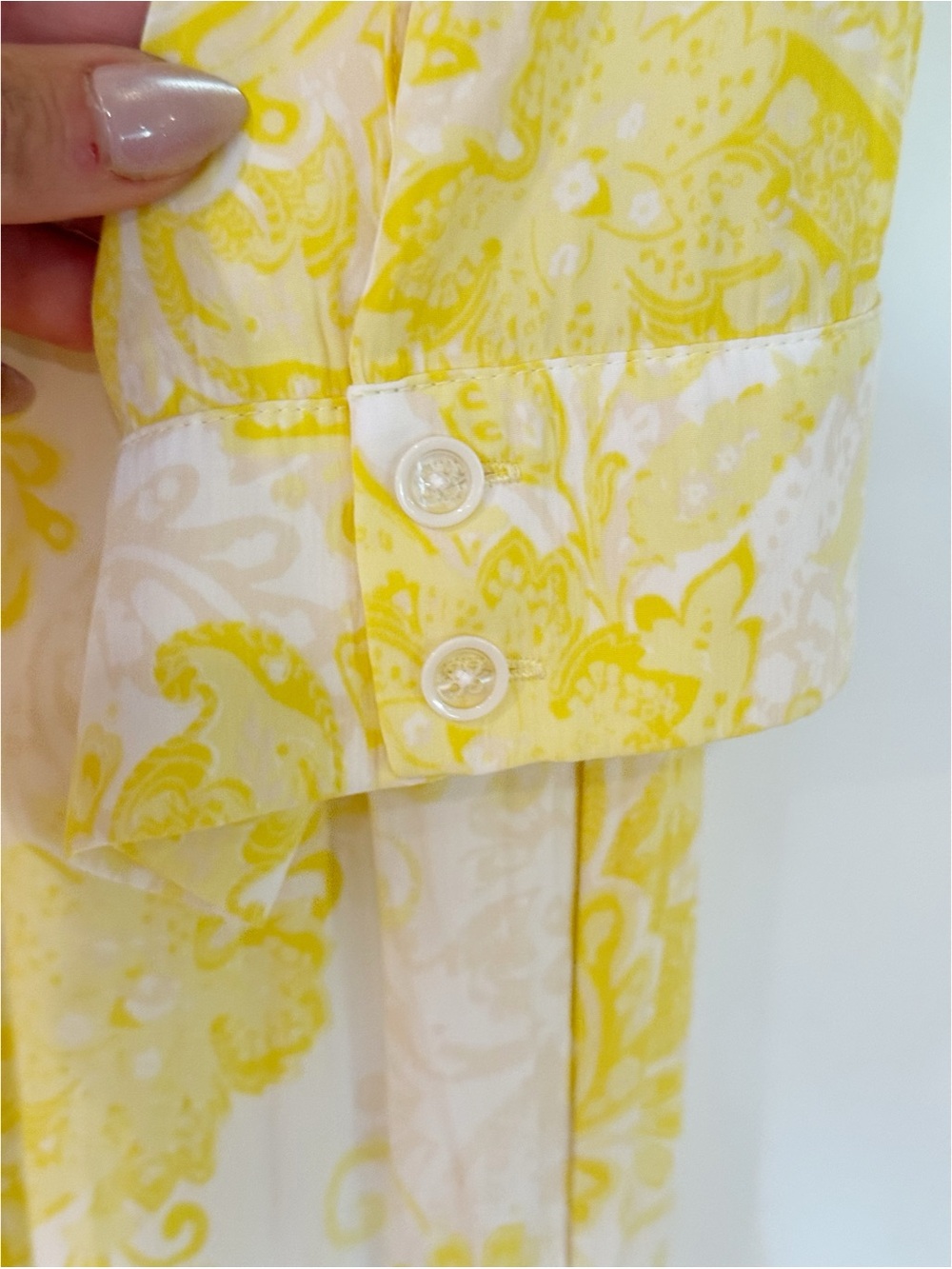 Chicos Tiered Sea Island Paisley Maxi Dress in Yellow Pineapple Size 00P (0/2P) - Picture 13 of 15